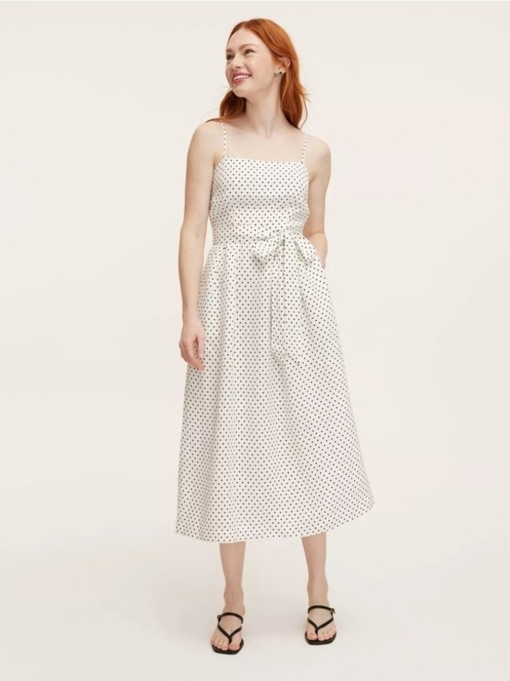 Kate Spade X Target White Midi Dress with Black Polka Dots Size XL